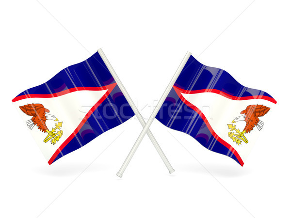Foto stock: Bandeira · Samoa · Americana · dois · ondulado · bandeiras · isolado