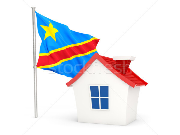 Casa bandera democrático república Congo aislado Foto stock © MikhailMishchenko