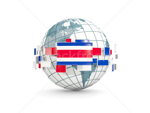 Stockfoto: Wereldbol · vlag · geïsoleerd · witte · 3d · illustration · kaart