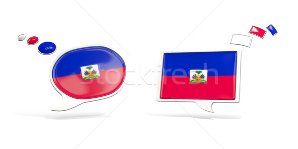 Two chat icons with flag of haiti Stock photo © MikhailMishchenko