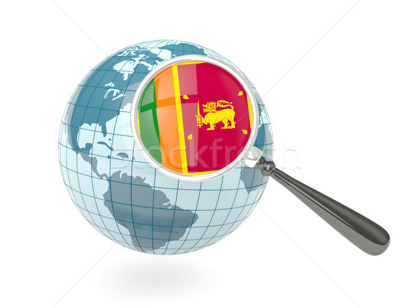 Banderą Sri Lanka niebieski świecie odizolowany Zdjęcia stock © MikhailMishchenko