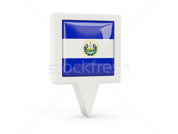 Pătrat pavilion icoană El Salvador izolat alb Imagine de stoc © MikhailMishchenko