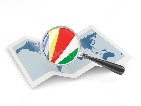 Vlag Seychellen kaart witte Stockfoto © MikhailMishchenko