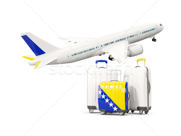 Luggage with flag of bosnia and herzegovina. Three bags with air Stock photo © MikhailMishchenko