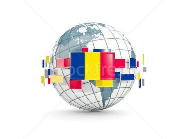 Globe with flag of chad isolated on white Stock photo © MikhailMishchenko