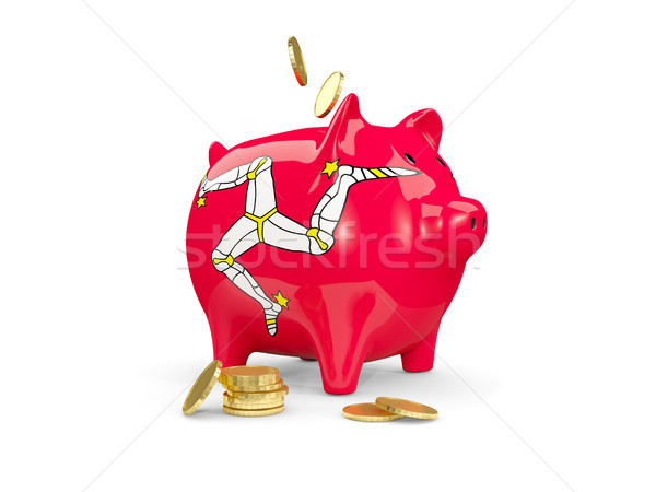 Fat piggy bank with fag of isle of man Stock photo © MikhailMishchenko