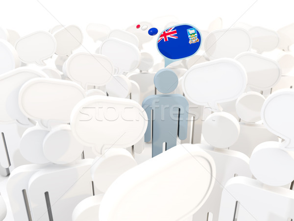 Stockfoto: Man · vlag · falkland · eilanden · menigte · 3d · illustration · teken