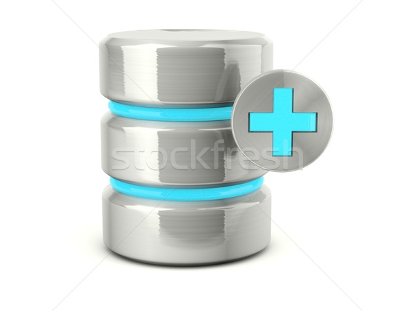 Metallic add data base icon isolated on white Stock photo © MikhailMishchenko