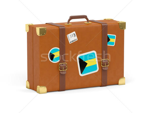 Stockfoto: Koffer · vlag · Bahamas · reizen · geïsoleerd · witte