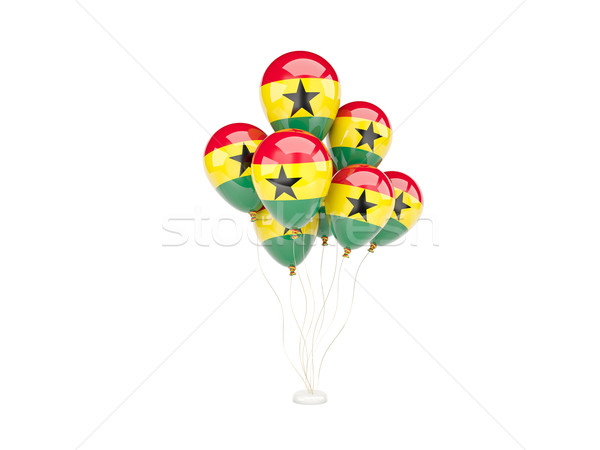 Zdjęcia stock: Pływające · balony · banderą · Ghana · odizolowany · biały