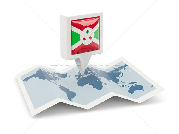 Square pin with flag of burundi on the map Stock photo © MikhailMishchenko
