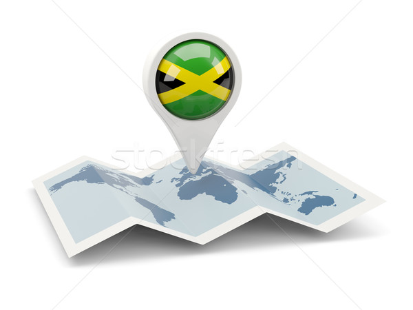 Pin bayrak Jamaika harita seyahat beyaz Stok fotoğraf © MikhailMishchenko