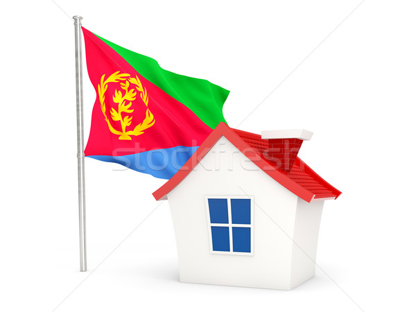 Foto stock: Casa · bandera · Eritrea · aislado · blanco · casa