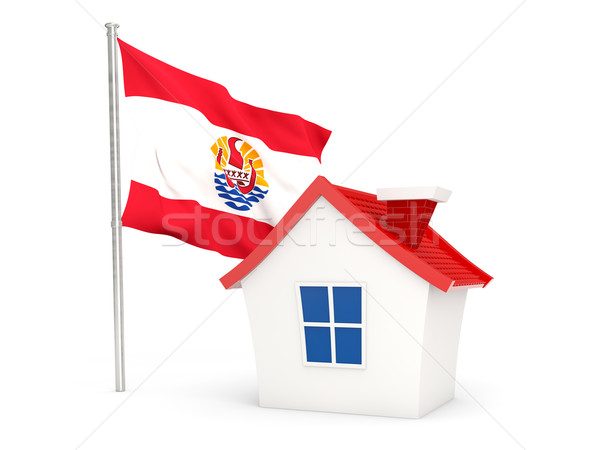 Foto stock: Casa · bandera · francés · polinesia · aislado · blanco