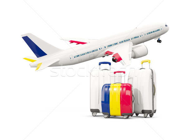 Luggage with flag of chad. Three bags with airplane Stock photo © MikhailMishchenko