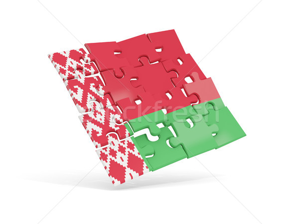 Puzzle Flagge Weißrussland isoliert weiß 3D-Darstellung Stock foto © MikhailMishchenko