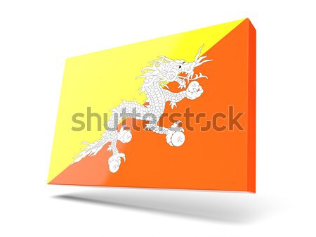Vierkante label vlag Bhutan geïsoleerd witte Stockfoto © MikhailMishchenko