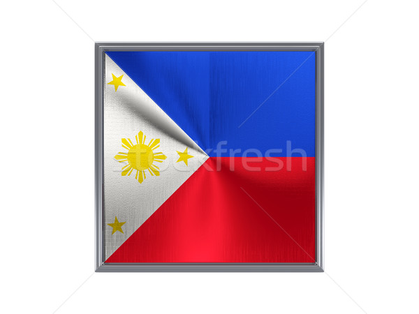 Square metal button with flag of philippines Stock photo © MikhailMishchenko