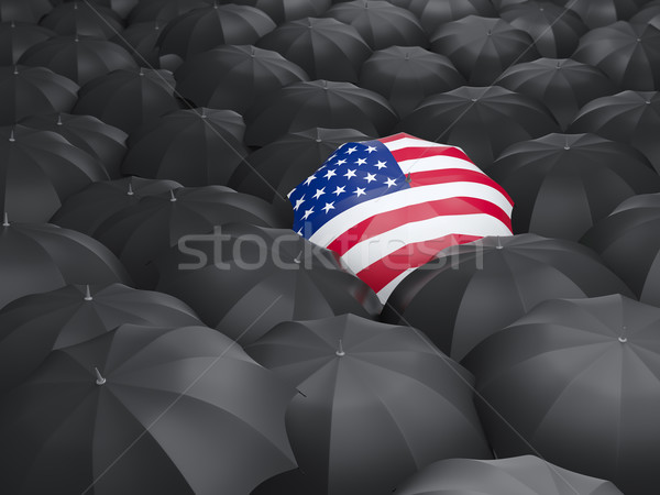 Esernyő zászló Egyesült Államok Amerika fekete esernyők Stock fotó © MikhailMishchenko