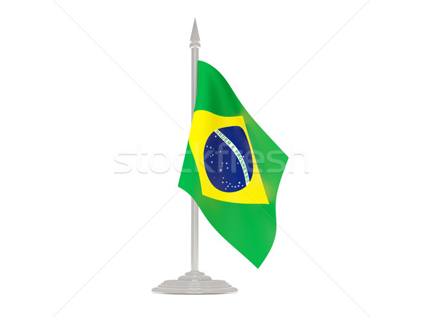 Flag of brazil with flagpole. 3d render Stock photo © MikhailMishchenko