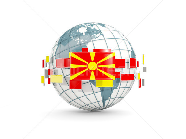 Globe with flag of macedonia isolated on white Stock photo © MikhailMishchenko