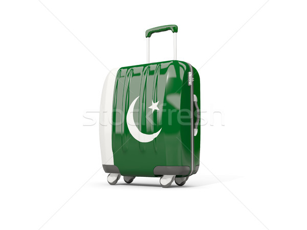 Csomagok zászló bőrönd izolált fehér 3d illusztráció Stock fotó © MikhailMishchenko