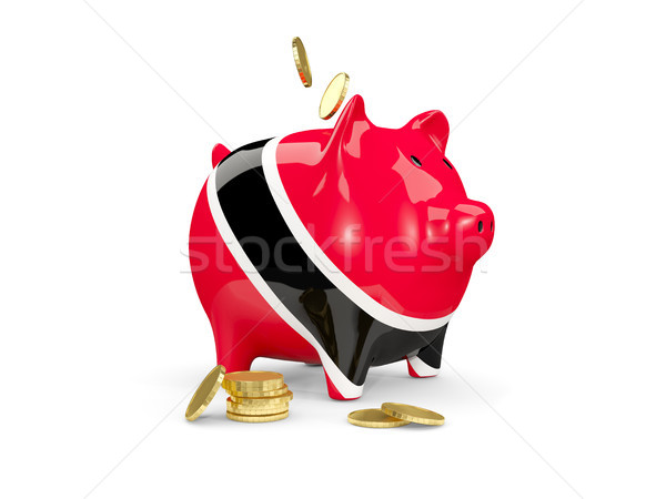 Fat piggy bank with fag of trinidad and tobago Stock photo © MikhailMishchenko