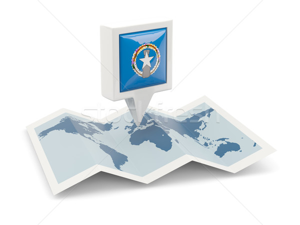 Vierkante pin vlag noordelijk eilanden kaart Stockfoto © MikhailMishchenko