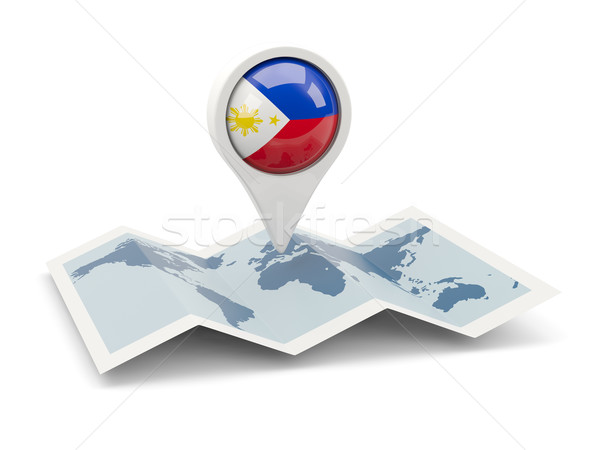 Pin bandera Filipinas mapa viaje blanco Foto stock © MikhailMishchenko