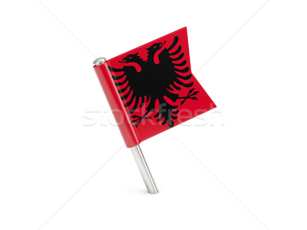 Bandeira pin Albânia isolado branco viajar Foto stock © MikhailMishchenko