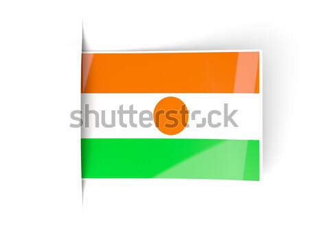 Platz Label Flagge Niger isoliert weiß Stock foto © MikhailMishchenko