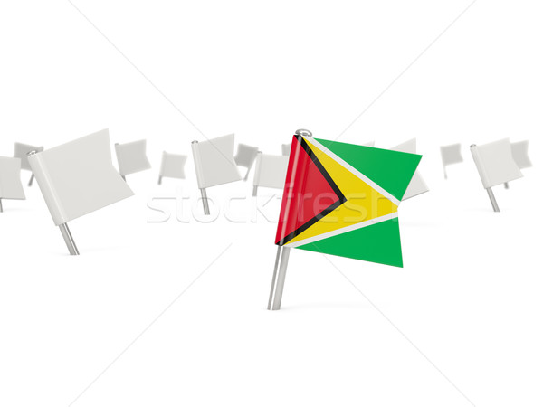Vierkante pin vlag Guyana geïsoleerd witte Stockfoto © MikhailMishchenko