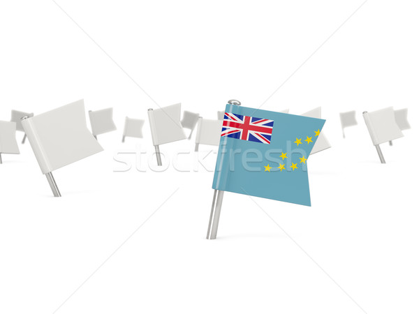 Vierkante pin vlag Tuvalu geïsoleerd witte Stockfoto © MikhailMishchenko