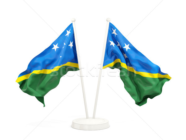 Two waving flags of solomon islands Stock photo © MikhailMishchenko
