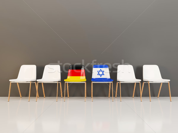 Chairs with flag of Germany and israel in a row Stock photo © MikhailMishchenko