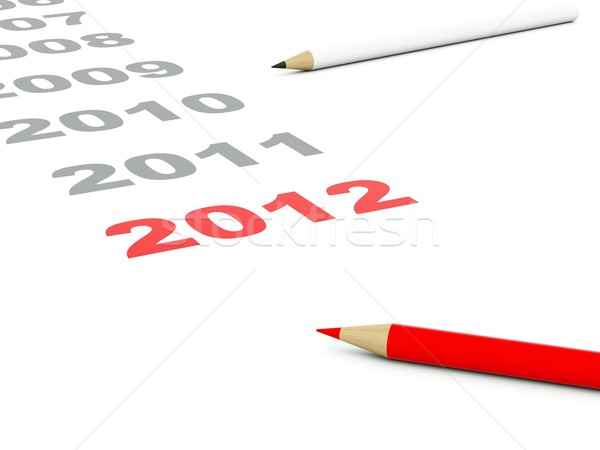 Foto stock: 2012 · año · nuevo · símbolo · pluma · diseno · lápiz