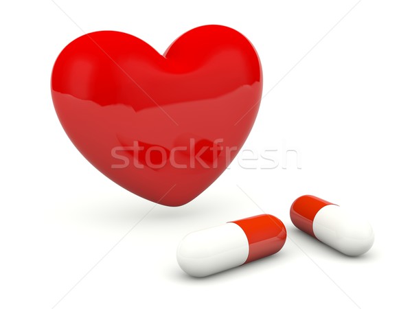 Foto stock: Corazón · pastillas · aislado · blanco · amor · médicos