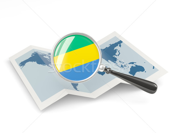 Stock photo: Magnified flag of gabon with map
