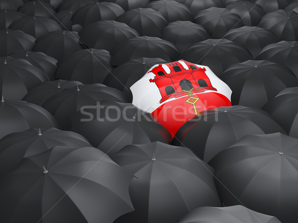 Parasol banderą gibraltar czarny parasole deszcz Zdjęcia stock © MikhailMishchenko