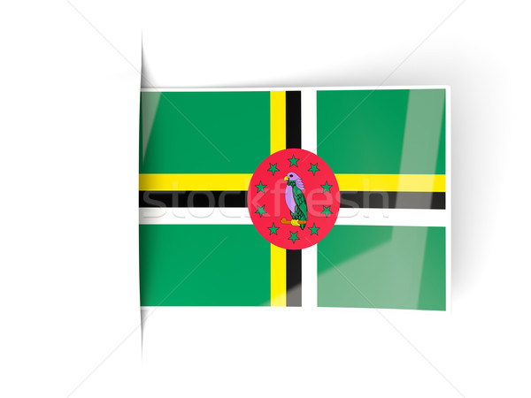 Praça etiqueta bandeira Dominica isolado branco Foto stock © MikhailMishchenko