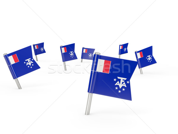 Stock photo: Square pins with flag of french southern territories