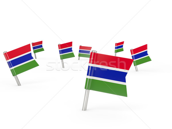 Platz Flagge Gambia isoliert weiß Land Stock foto © MikhailMishchenko