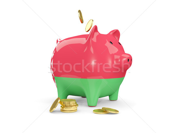Gordura piggy bank Bielorrússia dinheiro isolado branco Foto stock © MikhailMishchenko
