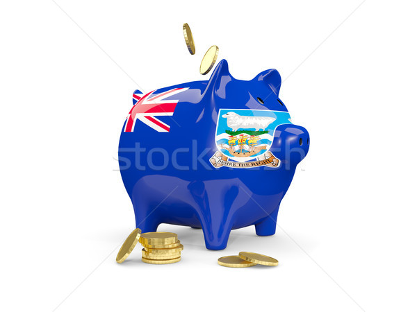Tłuszczu banku piggy falklandy ceny odizolowany biały Zdjęcia stock © MikhailMishchenko