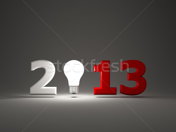 2013 New Year sign with light bulb Stock photo © MikhailMishchenko