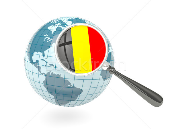 Foto stock: Bandeira · Bélgica · azul · globo · isolado