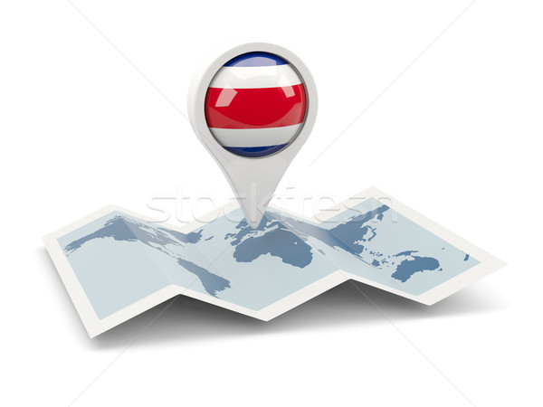Pin bandeira Costa Rica mapa viajar branco Foto stock © MikhailMishchenko