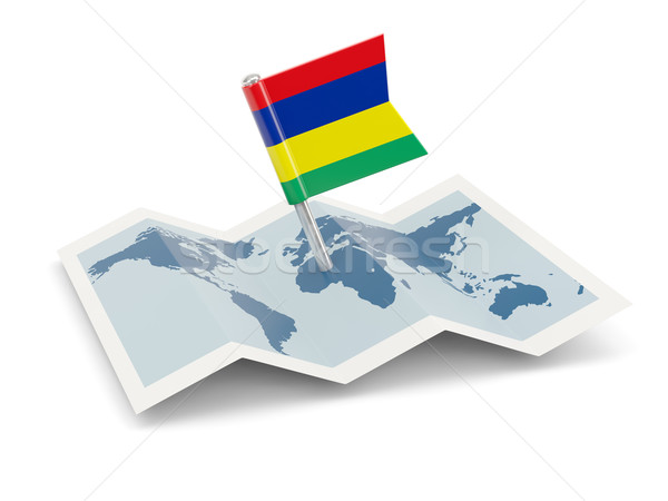 Mappa bandiera Mauritius isolato bianco Foto d'archivio © MikhailMishchenko