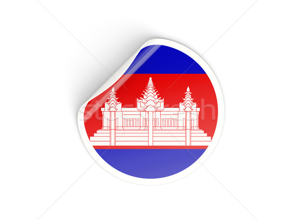 Adesivo bandiera Cambogia isolato bianco viaggio Foto d'archivio © MikhailMishchenko