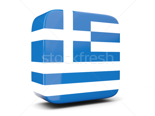 Stok fotoğraf: Kare · ikon · bayrak · Yunanistan · 3d · illustration · yalıtılmış